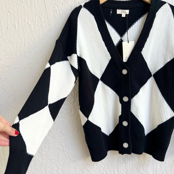 Elan Harley cardigan black and white new with tags SMALL - Picture 4 of 6